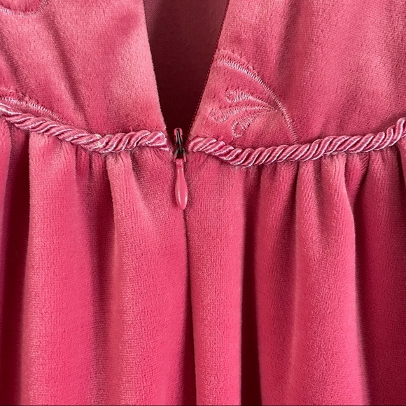 Vintage Pink Velour Nighty Dressing Gown Sleepwear Size Large - Picture 4 of 16
